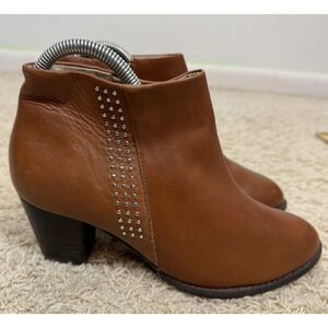 Vionic Womens Georgia Orthaheel Leather Ankle Boots Brown Size 7 Comfort Support